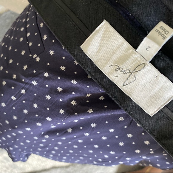 Joie Dicra Ankle Starburst Pants Womens Sz 2 Navy blue & White Lined Front Pleat - Picture 3 of 5